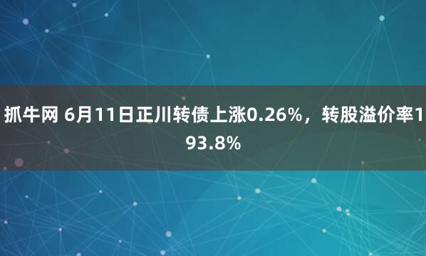 抓牛网 6月11日正川转债上涨0.26%，转股溢价率193.8%