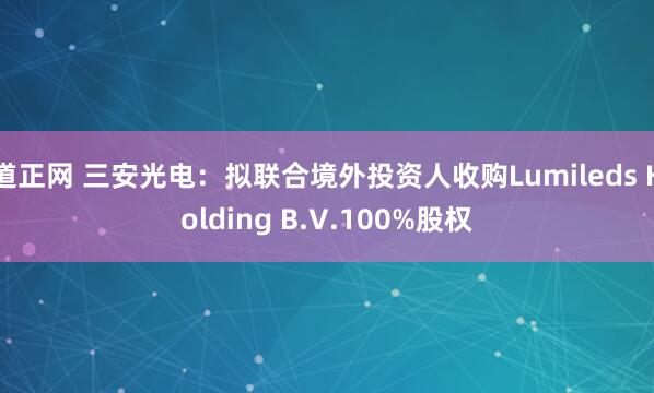 道正网 三安光电：拟联合境外投资人收购Lumileds Holding B.V.100%股权