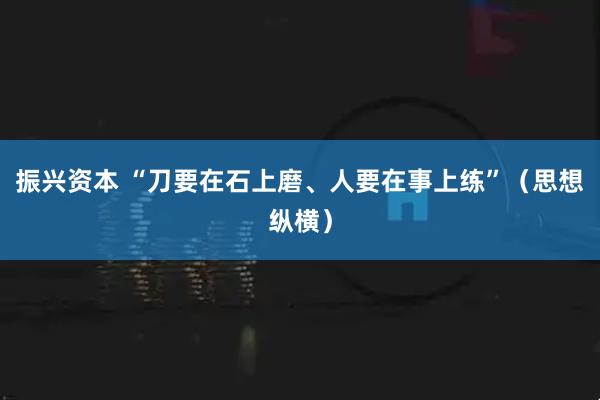 振兴资本 “刀要在石上磨、人要在事上练”（思想纵横）
